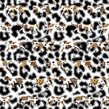 seamless colorful bright pattern with leopard on leo spots