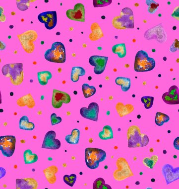 El Boyası Soyut Suluboya Pastel Renkler Romantik Kalpler Kusursuz Arkaplan