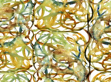 Bulanık suluboya fırça spiralleri ile renksiz parlak desenli el çizimi