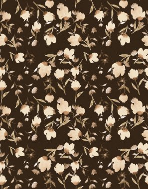 Renkli çiçeklerle renksiz, parlak desenli el çizimi 