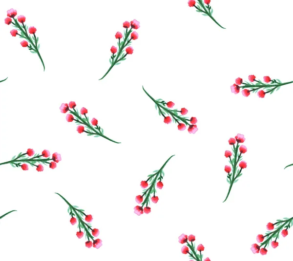 Hand Drawn Seamless Colorful Bright Pattern Colorful Flowers Branches — Stock Photo, Image