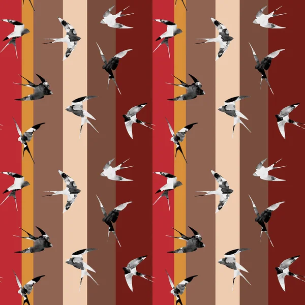 Seamless Colorful Bright Pattern Birds — Stock Photo, Image