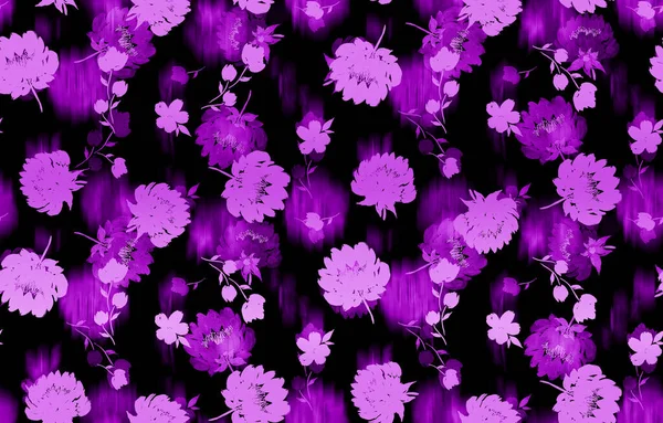 Hand Drawn Seamless Colorful Bright Pattern Colorful Flowers — Stock Photo, Image