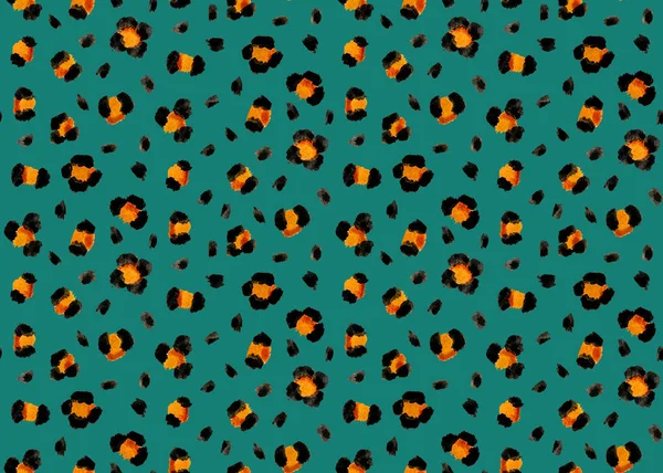 Mão Desenhada Sem Costura Padrão Brilhante Colorido Com Manchas Leopardo — Fotografia de Stock