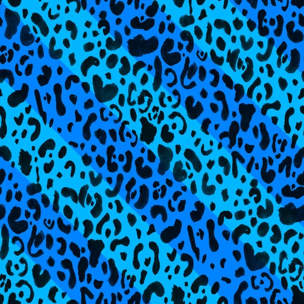 Hand Drawn Seamless Colorful Bright Pattern Leopard Spots Diagonals — Stock Photo, Image