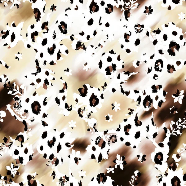 Hand Drawn Seamless Faux Leopard Skin Pattern Black Spots Colorful — Stock Photo, Image