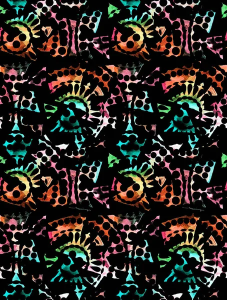 Hand Drawn Seamless Colorful Bright Pattern Diy Shibori Style — Stock Photo, Image