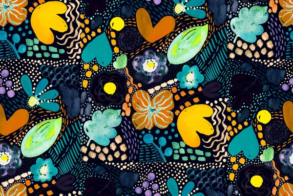 Lukisan Tangan Abstrak Pastel Air Dengan Warna Bunga Hati Dan — Stok Foto