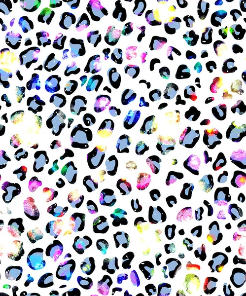 Hand Drawn Seamless Colorful Bright Pattern Leopard Spots — Stock Photo, Image