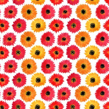 Renkli çiçeklerle renksiz, parlak desenli el çizimi