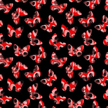 Kelebekler ve noktalarla renksiz parlak desenler.