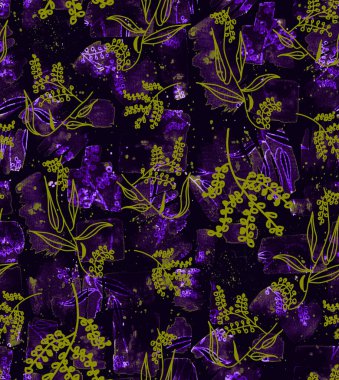 Kusursuz renkli, yapraklarla karışık bir desen. 