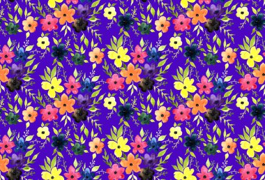 Renkli çiçeklerle kusursuz parlak desenler çizilmiş.