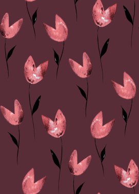 Renkli lalelerle el çizimi kusursuz desen