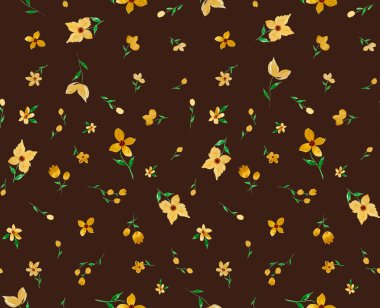 Renkli çiçeklerle renksiz, parlak desenli el çizimi