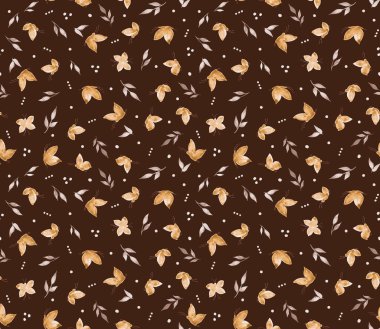 Kelebekler ve yapraklarla renksiz parlak desenler. 