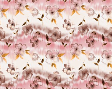 El çizimi kusursuz suluboya rengarenk parlak desenli çiçekler