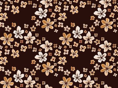 Renkli çiçeklerle renksiz, parlak desenli el çizimi