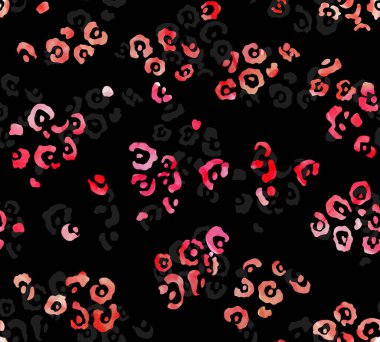 Leopar benekli, renksiz, parlak desenli el çizimi.