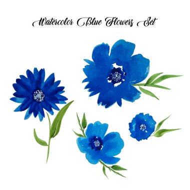 Elle çizilmiş suluboya parlak çiçekler ve yapraklar