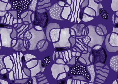 Elleri, bulanık suluboya geometrik şekillerle renksiz parlak desenler çizmiş.