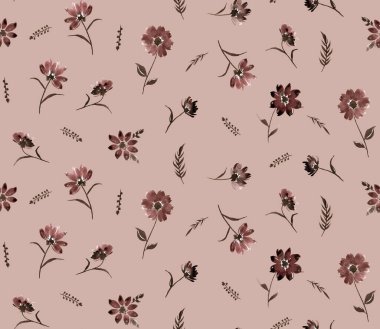 Renkli çiçeklerle renksiz, parlak desenli el çizimi 