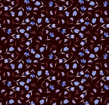 Renkli çiçeklerle renksiz, parlak desenli el çizimi