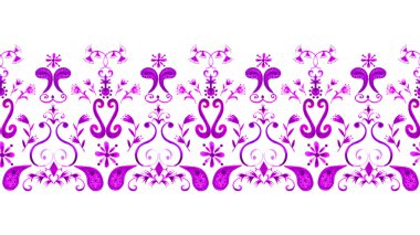 Renkli etnik çiçekli, pürüzsüz, parlak desenli el çizimi