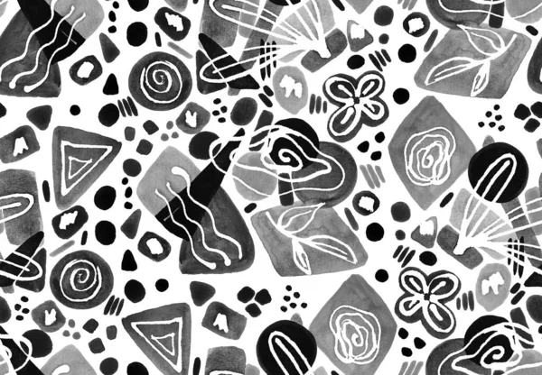 Ручний Намальований Безшовний Барвистий Яскравий Візерунок Акварельними Геометричними Формами Квітковими — стокове фото