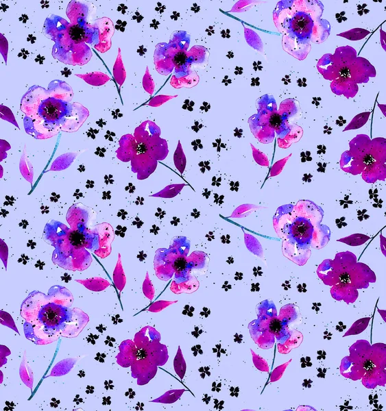 Renkli çiçeklerle renksiz, parlak desenli el çizimi