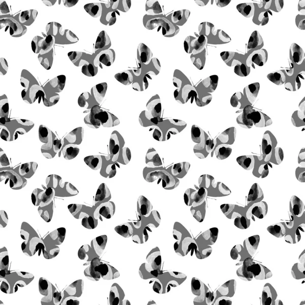 Kelebekler Noktalarla Renksiz Parlak Desenler — Stok fotoğraf