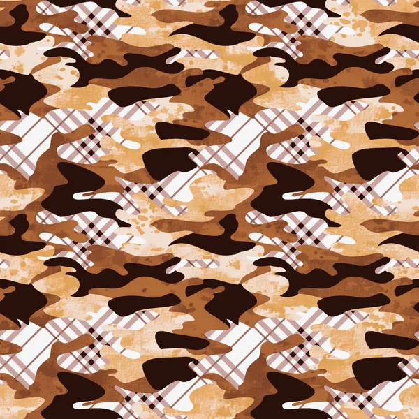 Naadloze Aquarel Kleurrijke Patroon Met Ruiteffect Camouflage Vlekken — Stockfoto