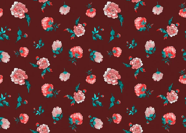 Hand Drawn Seamless Colorful Bright Pattern Colorful Ethnic Flowers — Stock Photo, Image