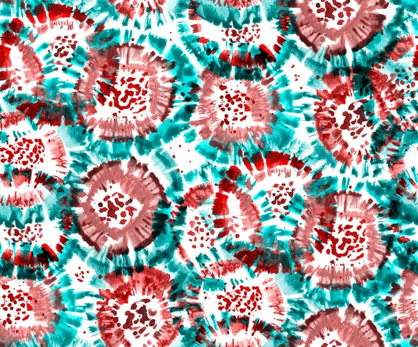 Hand Drawn Seamless Colorful Bright Pattern Floral Diy Shibori Style — Stock Photo, Image