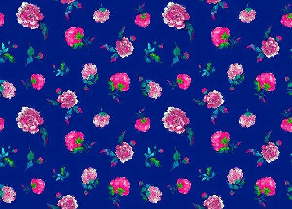 Hand Drawn Seamless Colorful Bright Pattern Colorful Ethnic Flowers — Stock Photo, Image