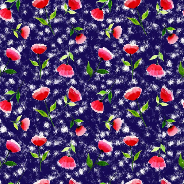 Patrón Sin Costura Dibujado Mano Con Flores Colores — Foto de Stock