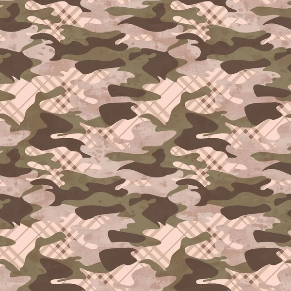 Naadloze Aquarel Kleurrijke Patroon Met Ruiteffect Camouflage Vlekken — Stockfoto