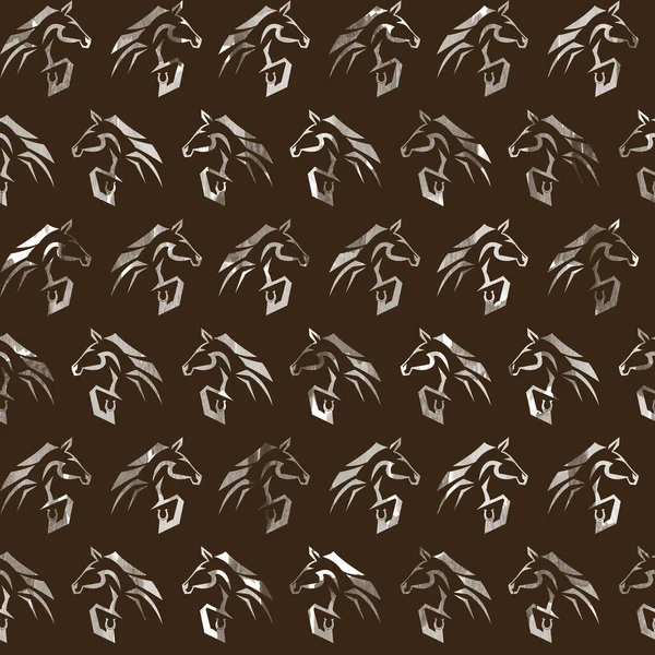 Бесшовный Яркий Рисунок Логотипами Лошадей — стоковое фото