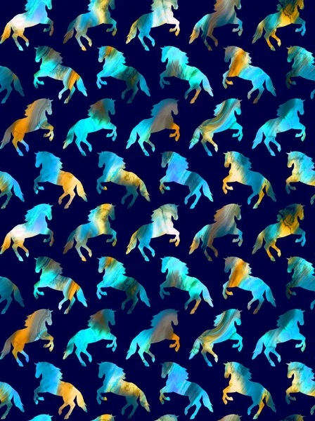 Naadloos Kleurrijk Helder Patroon Met Paarden — Stockfoto