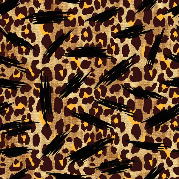 Disegno Mano Senza Cuciture Con Strisce Sulle Macchie Leopardo — Foto Stock