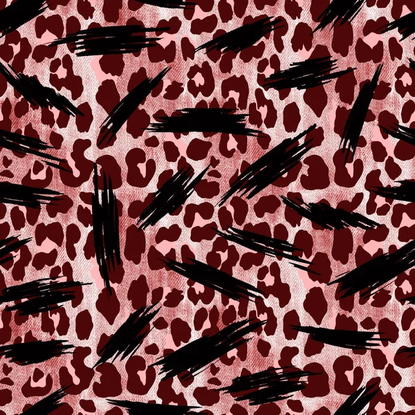 Dibujado Mano Brillante Sin Fisuras Con Rayas Puntos Leopardo —  Fotos de Stock