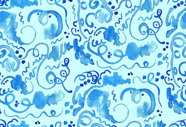 Hand Drawn Seamless Colorful Bright Pattern Blurry Watercolor Brush Strokes — Stock Photo, Image