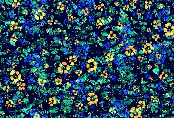 Hand Drawn Seamless Colorful Bright Pattern Small Flowers — Stock Photo, Image