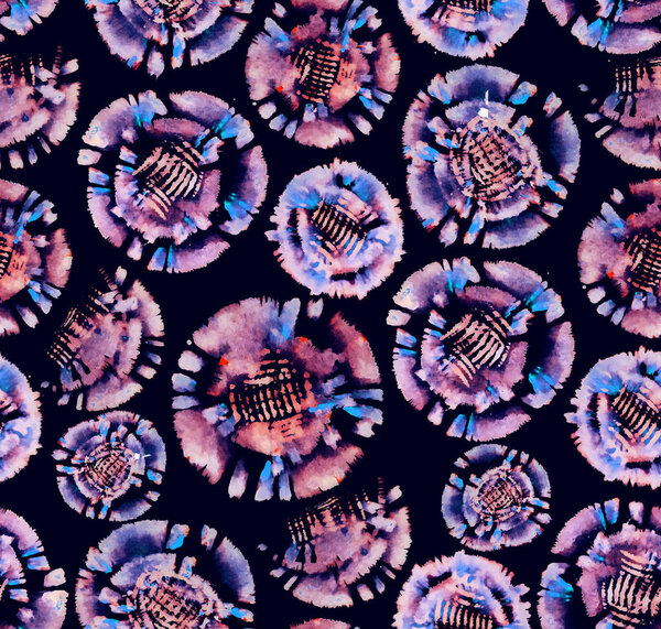 hand drawn seamless colorful bright pattern in floral diy shibori style