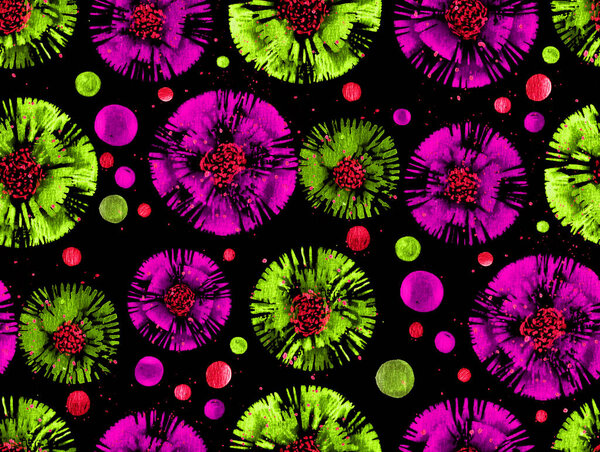 hand drawn seamless colorful bright pattern in diy shibori style