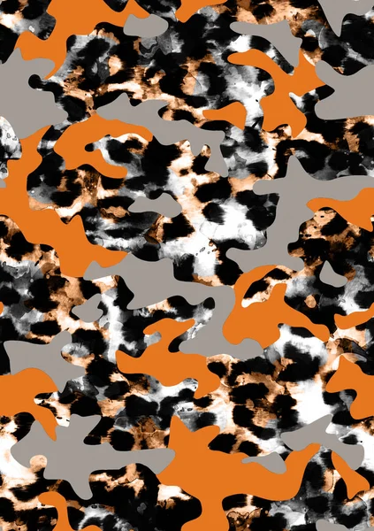 Mão Sem Costura Desenhado Abstrato Aquarela Leopardo Chita Padrão Pele — Fotografia de Stock