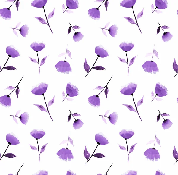 Handgezeichnetes Nahtloses Muster Mit Bunten Blumen — Stockfoto
