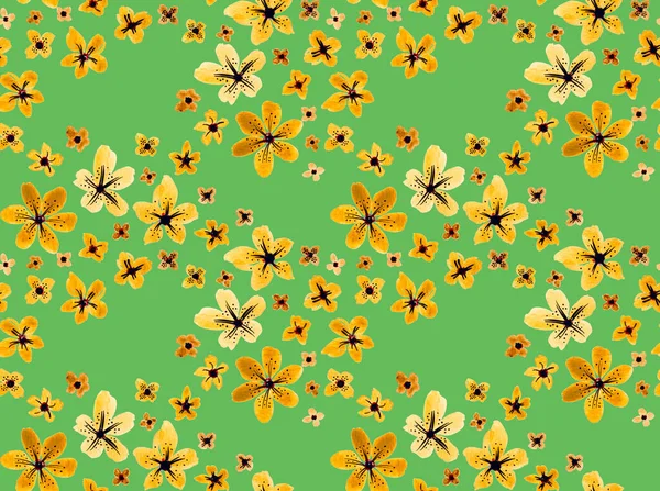 Hand Drawn Seamless Colorful Bright Pattern Colorful Flowers — Stock Photo, Image