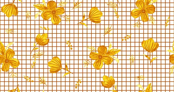 Handgezeichnete Nahtlose Aquarell Bunte Helle Muster Mit Bunten Blumen Auf — Stockfoto