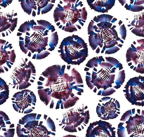 hand drawn seamless colorful bright pattern in floral diy shibori style